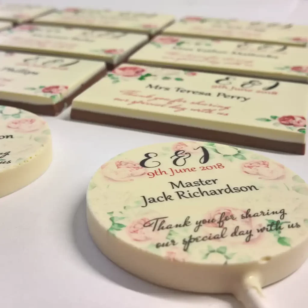 printed wedding chocolates